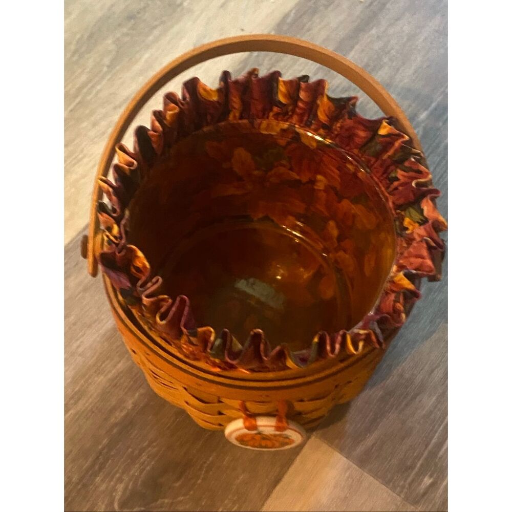 Longaberger 1997 Fall Little Pumpkin Basket, Liner, Protector, Tie-on - Picture 10 of 11